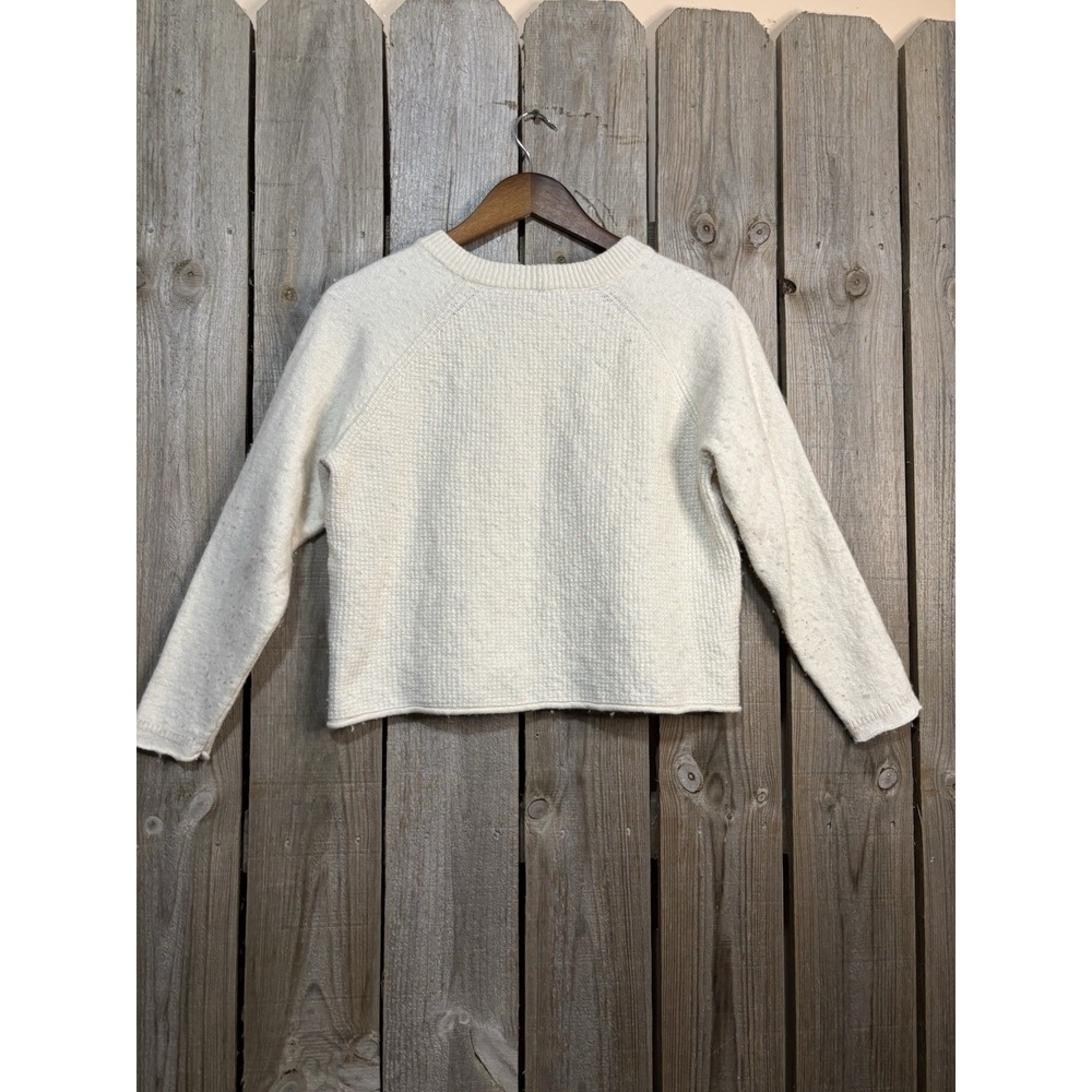 Madewell‎ Oatmeal cropped knit sweater 🤍 cozy minimalist long sleeve - Picture 3 of 9